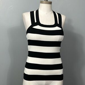 Cache Vintage Stripe Black White Tank Top size small